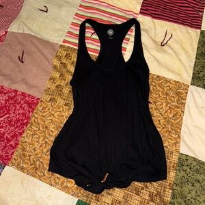 SO Black Tie-Front Razorback Tank Top – Size Small